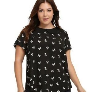 Torrid Black Top with White Bow Design